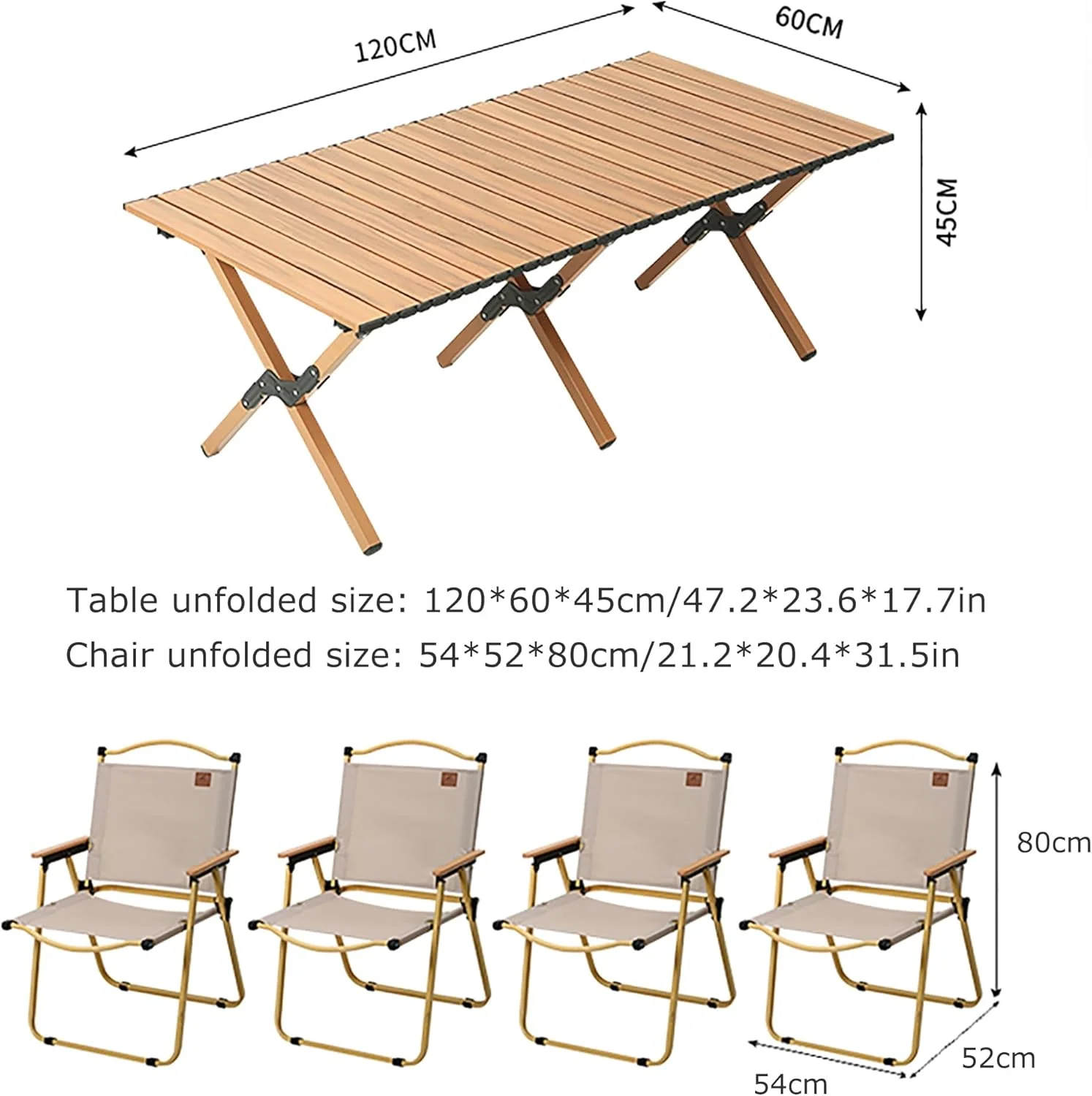 Folding Camping Picnic Table With Four Chairs, 120*60Cm, Camping Table Easy To Trap, Aluminum Roll Up Outdoor Camping Table, Portable Camping Table Travel. - Image 9
