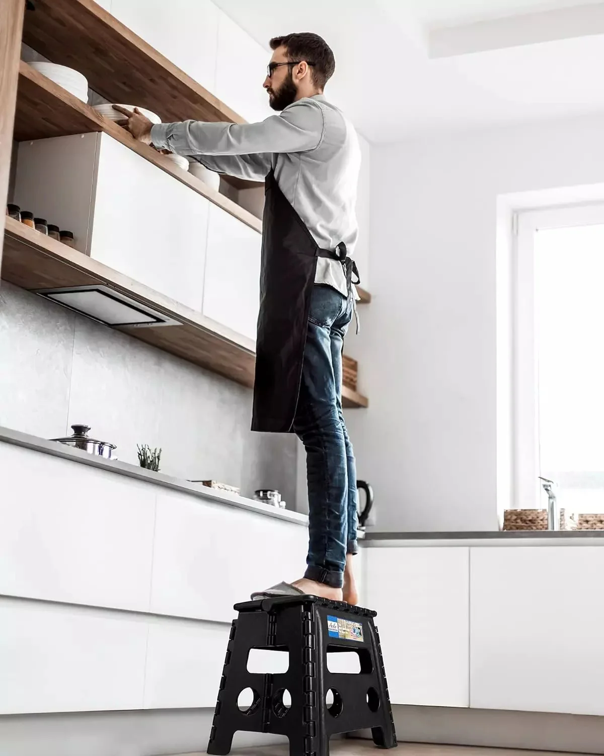 Folding Step Stool Foldable for Adults and Kids Heavy Duty Stepping Stool with Handle - Image 3