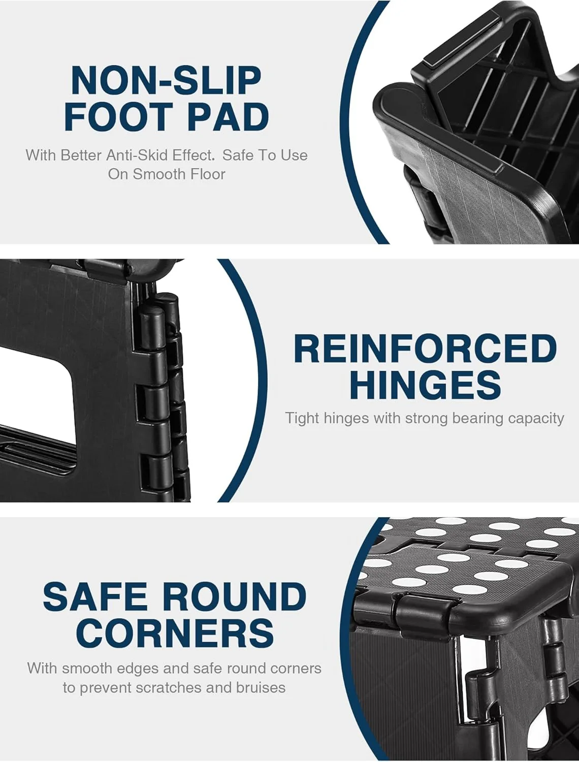 Folding Step Stool Foldable for Adults and Kids Heavy Duty Stepping Stool with Handle - Image 4