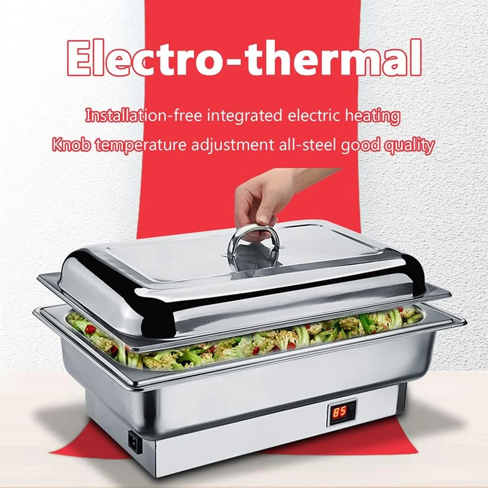 Food Insulation Heating Hot Pot, Stainless Steel Hot Pot Set with Lid, Full-Size Buffet, Buffet, Wedding, Banquet, Catering Event,1,9L - Image 3
