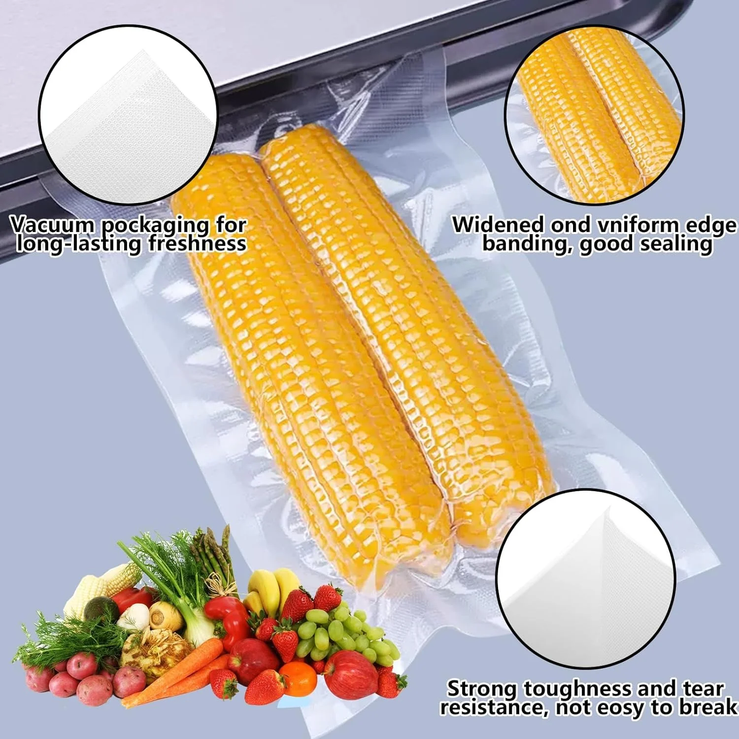 Food Vacuum Bags-3 Pack, Food Vacuum Roll, Suitable for All Vacuum Sealer Machine, for Food Preservation and Cooking, BPA Free (28/25/30 x 500cm) - Image 6