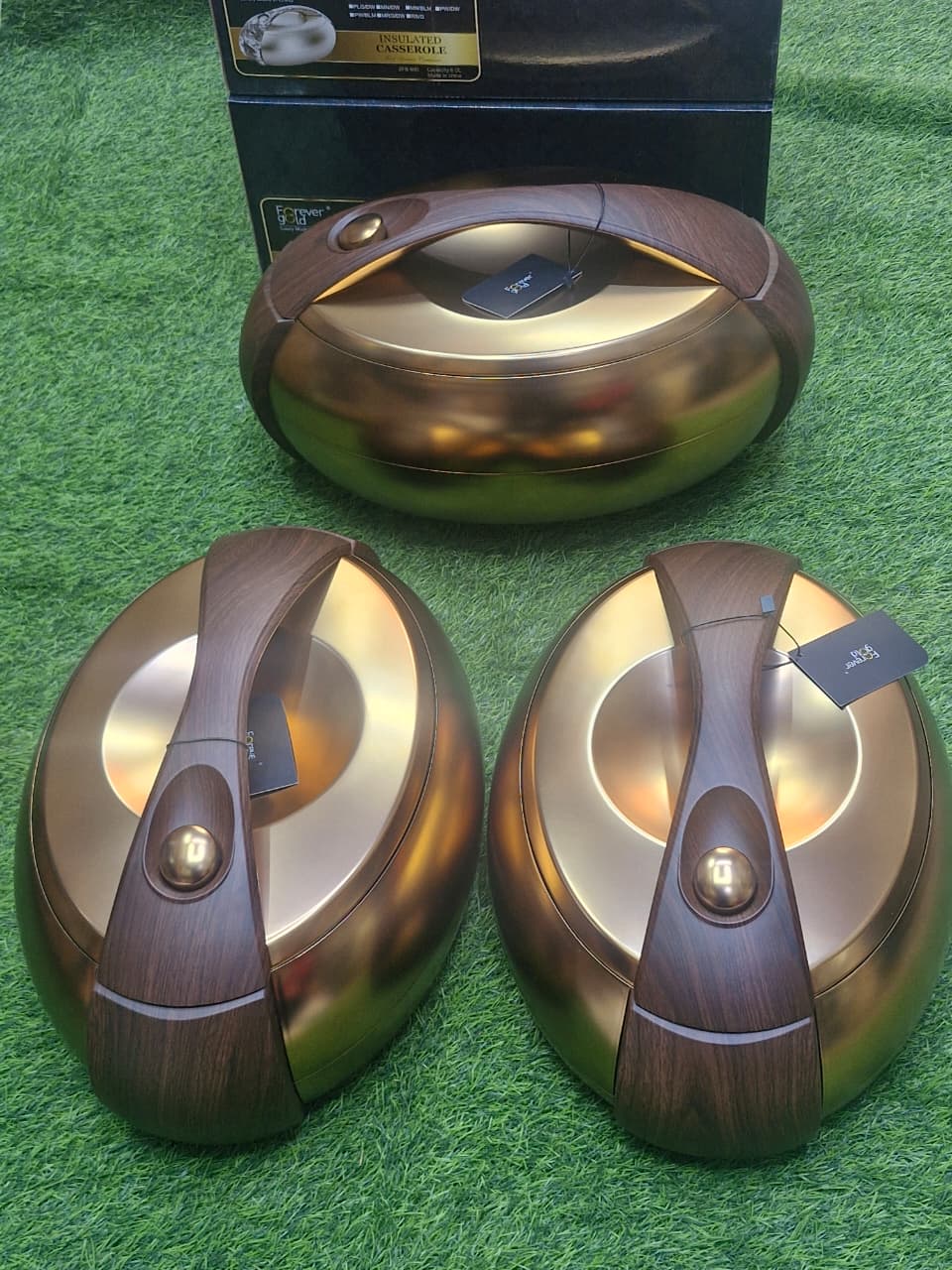 Forever Gold Luxury Food Warmer Set – Silver Plated Oval Hot Pots 4L × 3pcs Buffet Serving Set Kenya - Image 5