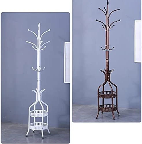 Free-Standing Metal Coat Rack with Storage Tray - Image 4