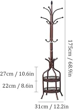 Free-Standing Metal Coat Rack with Storage Tray - Image 6