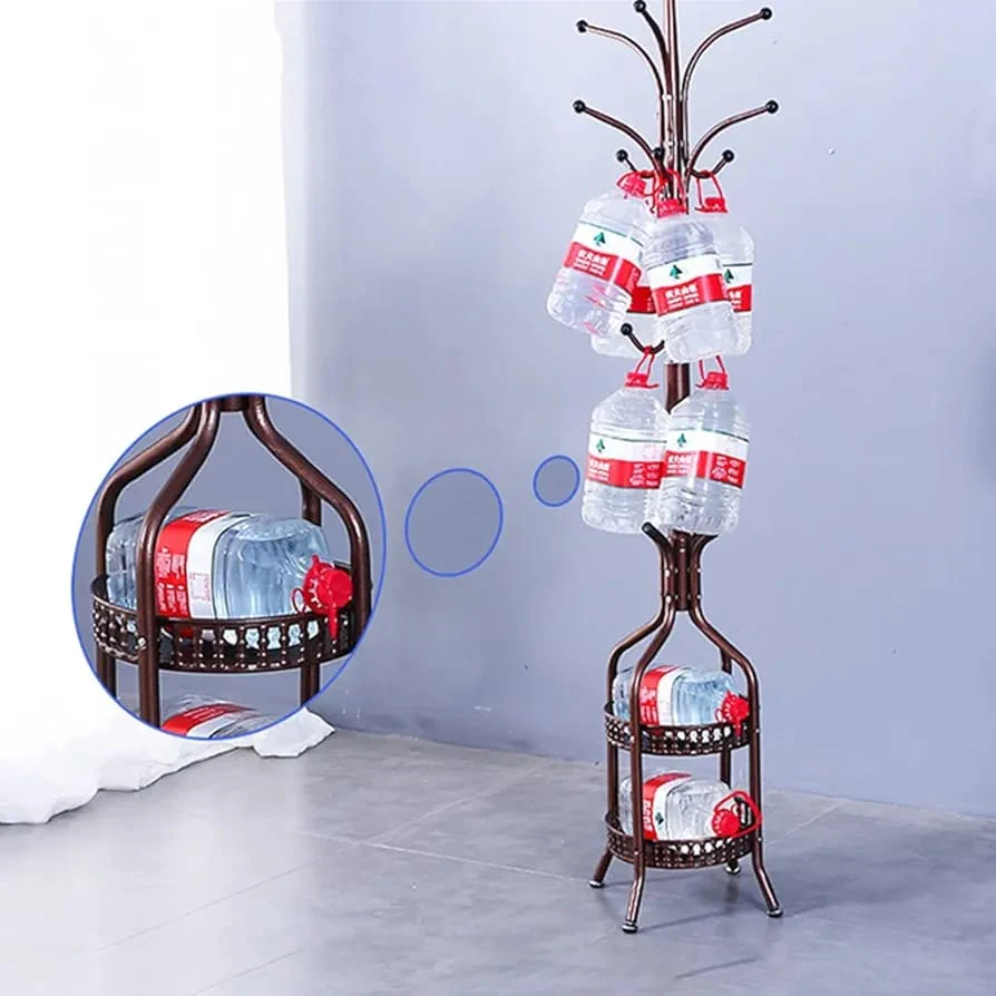 Free-Standing Metal Coat Rack with Storage Tray - Image 7