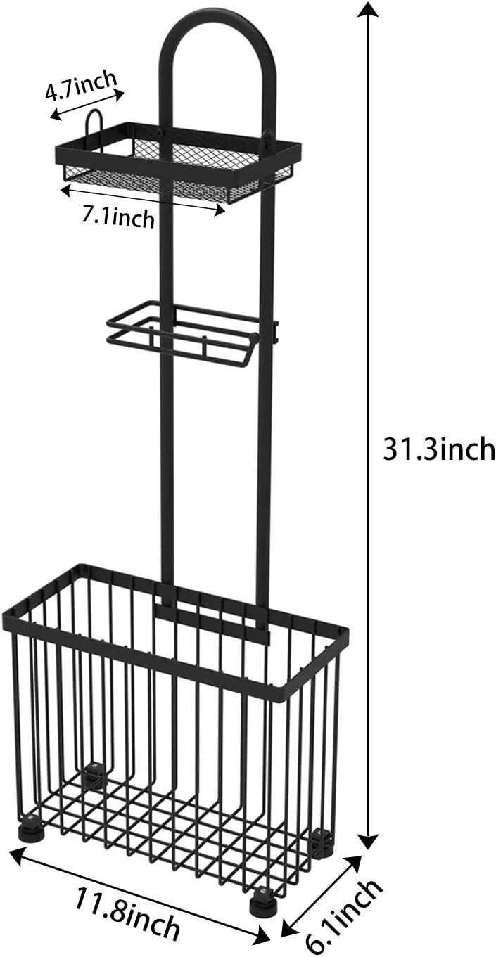Freestanding Toilet Paper Holder Toilet Tissue Rack Scroll Stand Roll Dispenser with Storage Shelf Reserve for Phone Tablet Magazine Bathroom Organizer Bath Tissue Organizer - Image 3