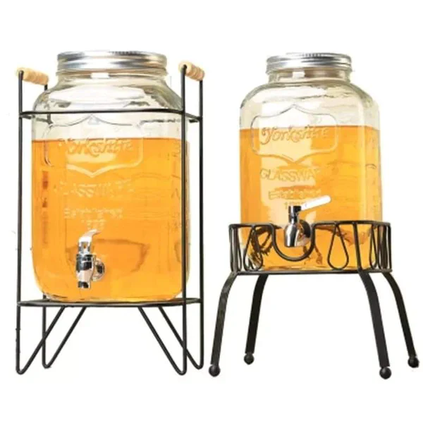 Glass beverage barrel with tap + metallic stand - Image 2