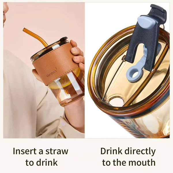 Glass cup with Leather Protective Sleeve - Image 4