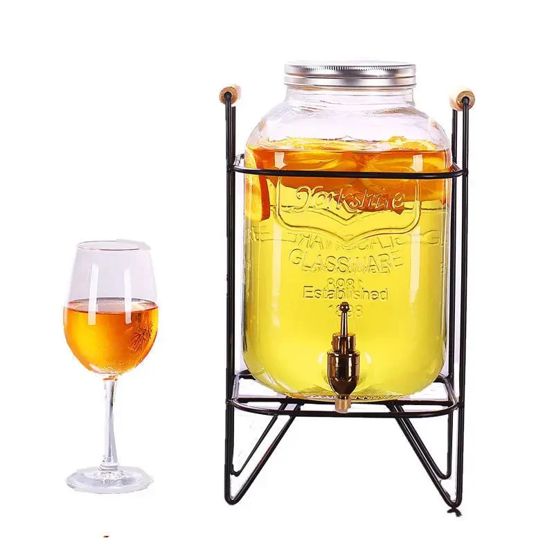 Glass Drink Dispenser with Stand & Tap Juice & Cocktail Dispenser Elegant Beverage Server for Parties, Weddings & Home Use - Image 3