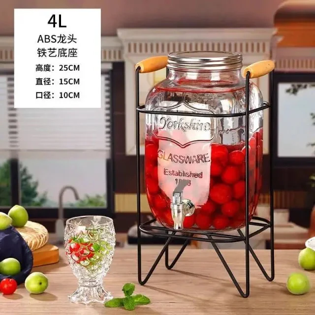 Glass Drink Dispenser with Stand & Tap Juice & Cocktail Dispenser Elegant Beverage Server for Parties, Weddings & Home Use - Image 4