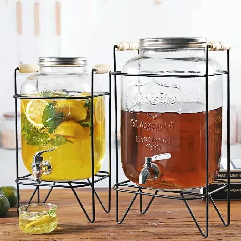 Glass Drink Dispenser with Stand & Tap Juice & Cocktail Dispenser Elegant Beverage Server for Parties, Weddings & Home Use - Image 5