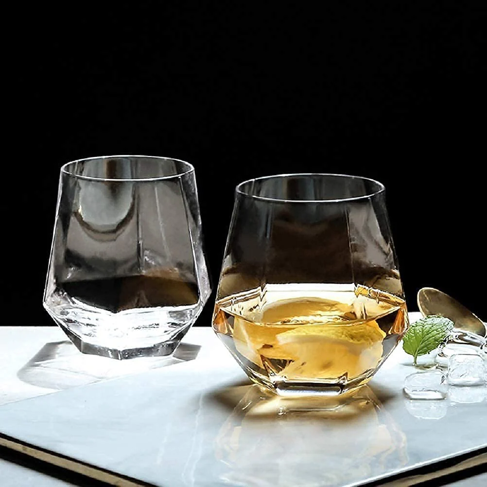 Glass Set of 6 Diamond Shape Glassware for Drinking Water Crystal Glass Drinking Tumblers for WhiskeyWater, Juice, Wine, Beer and Cocktails - Image 3