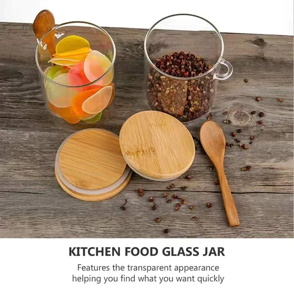 Glass spice/ Storage Canister with Wooden Spoon - Image 3
