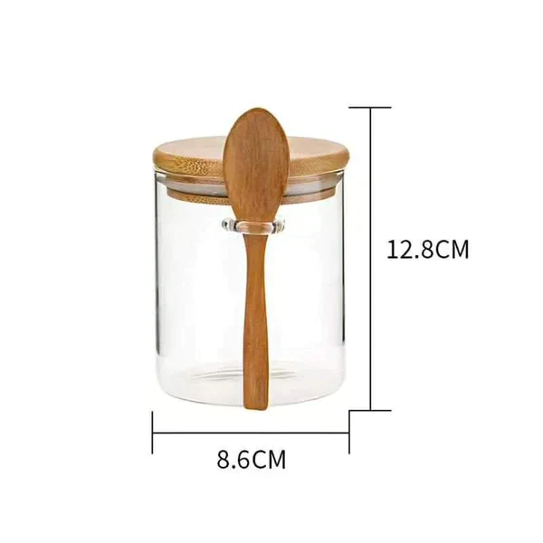 Glass spice/ Storage Canister with Wooden Spoon - Image 4
