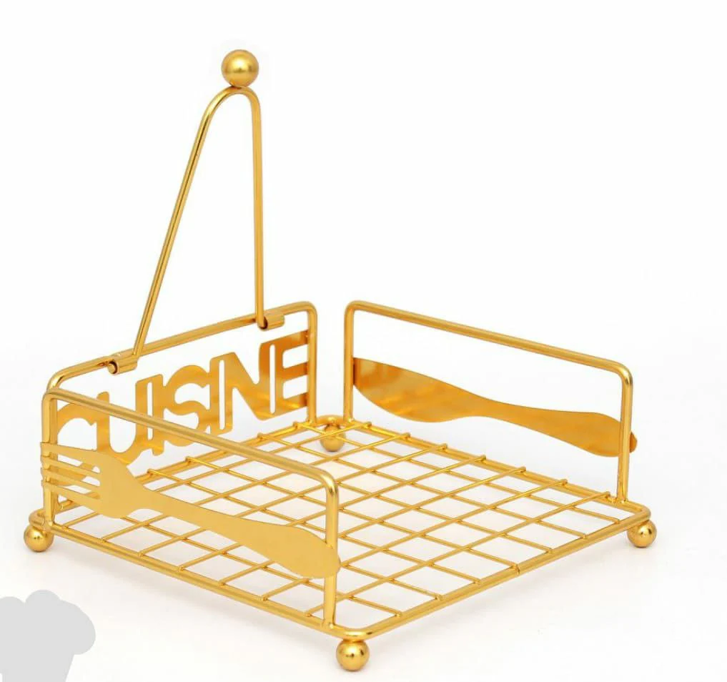 Gold Cuisine Metal Napkin Holder - Image 2