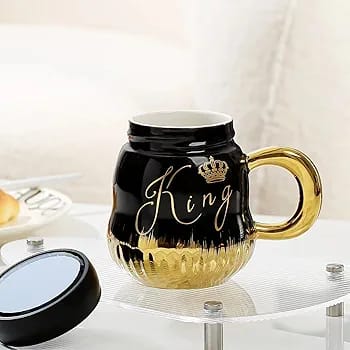 Gold Detail king/Queen mirror gift mugs - Image 2