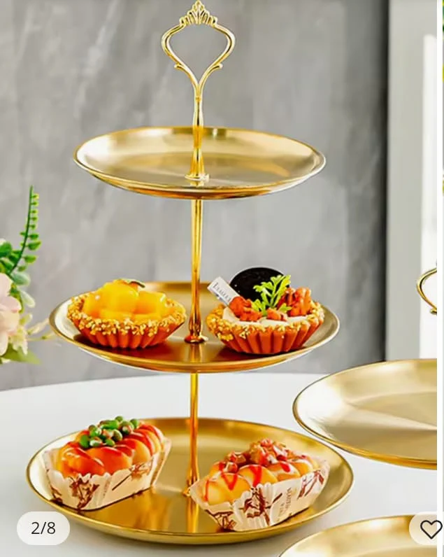 Gold Steel Cake Stand 3 layer - Image 2