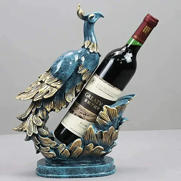 Golden Blue Peacock Bottle Holder - Image 2