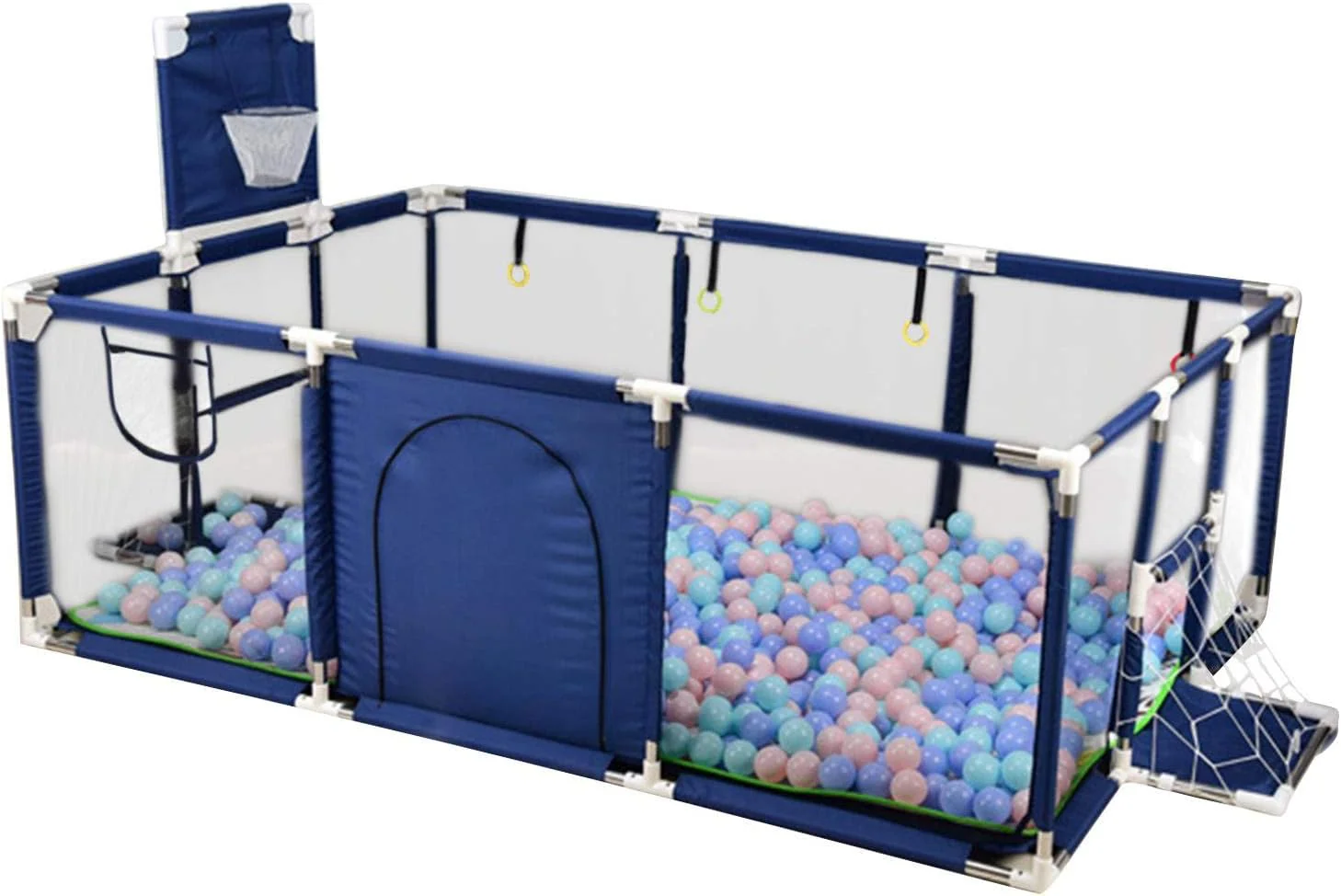 Portable Baby Ball Pit Tent Playpen Play Fence Baby Playpen with Basketball Hoop - Image 2