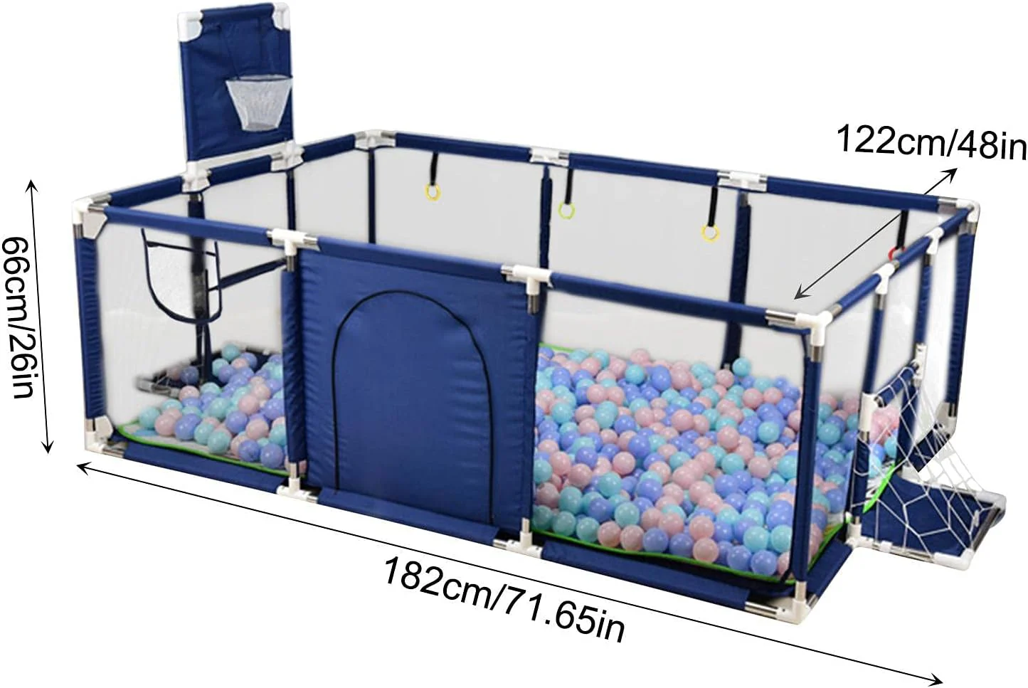 Portable Baby Ball Pit Tent Playpen Play Fence Baby Playpen with Basketball Hoop - Image 3