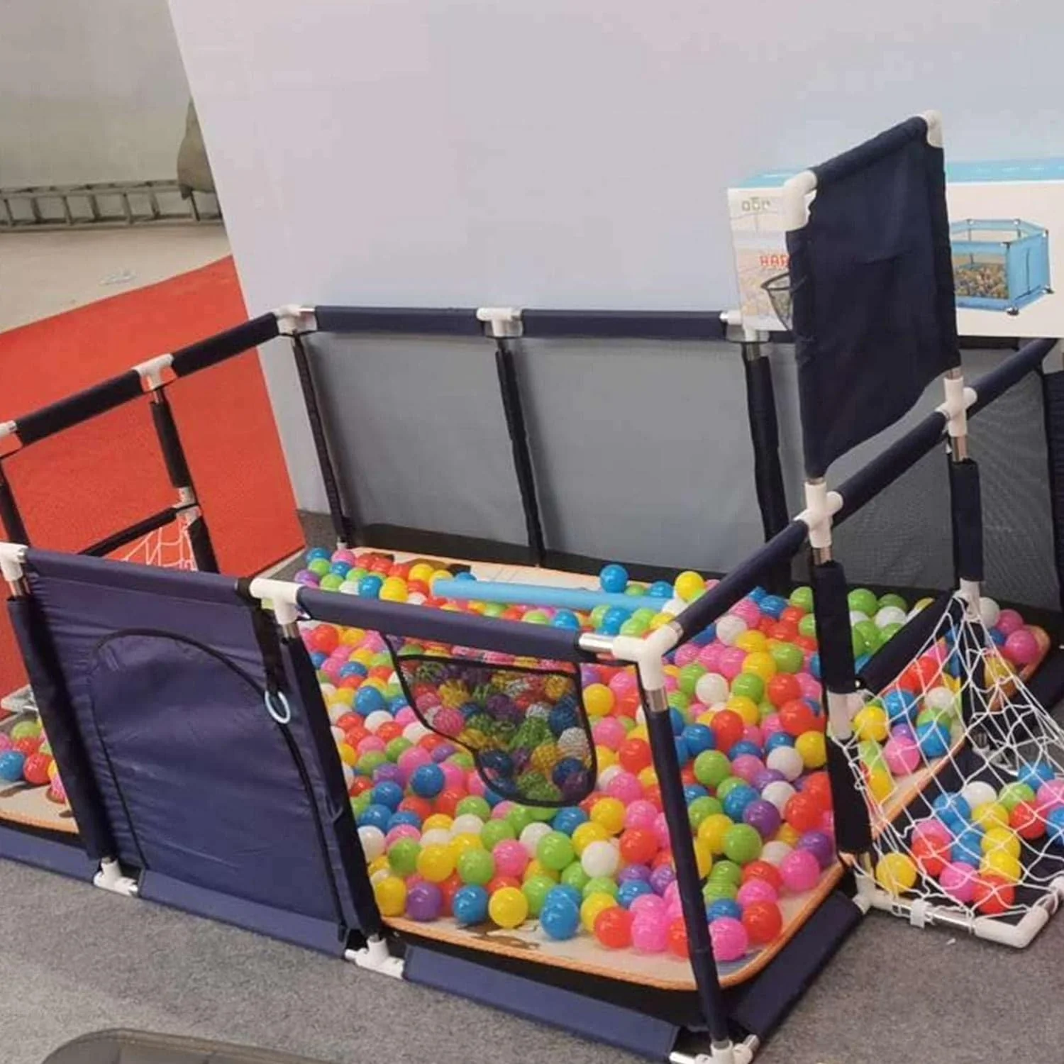 Portable Baby Ball Pit Tent Playpen Play Fence Baby Playpen with Basketball Hoop - Image 4