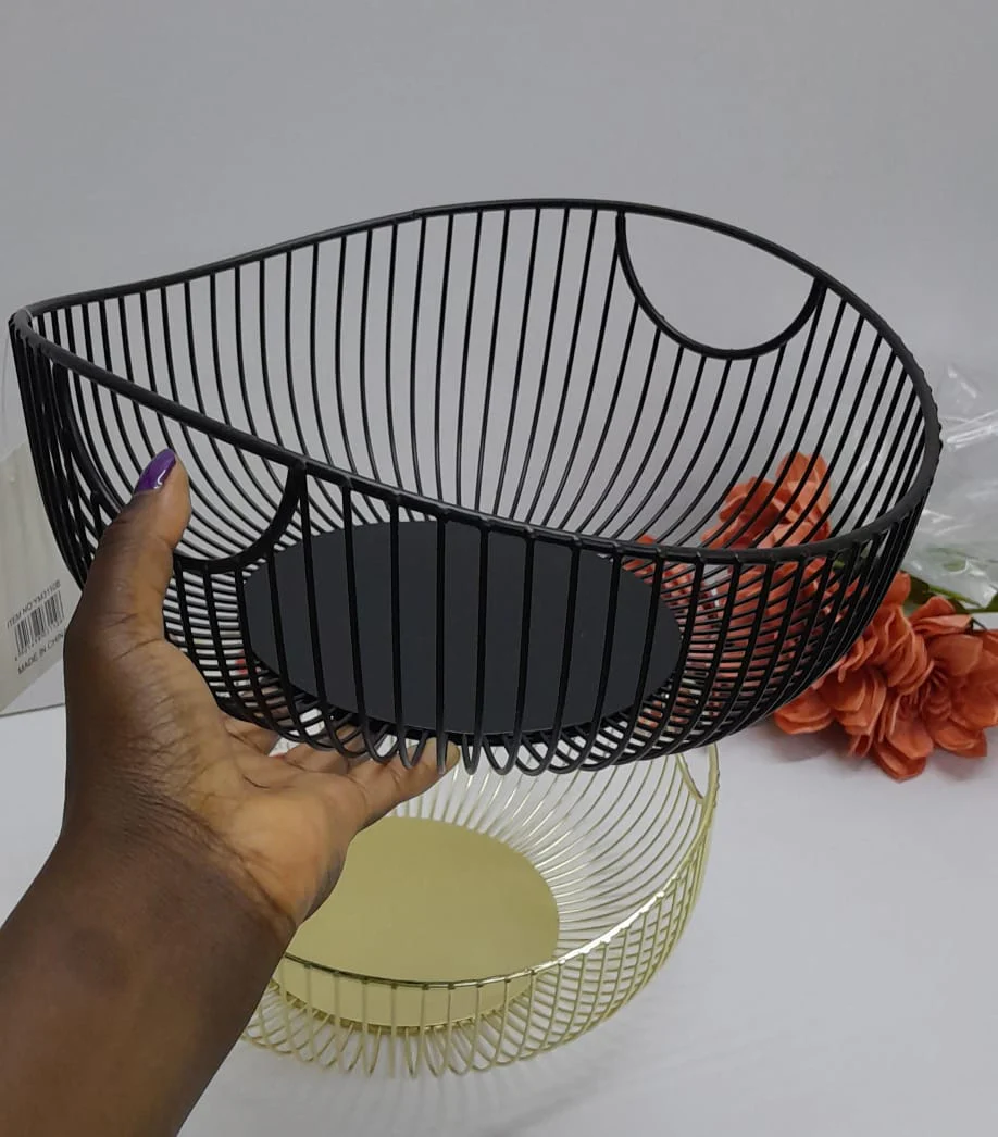 HANDLED Metallic Golden Fruit Basket - Image 2