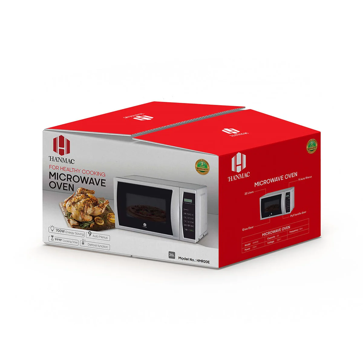 Hanmac 20L Digital Solo Microwave – 700W, 11 Power Levels, Speed Defrost, Child Lock & 3-Year Warranty - Image 3