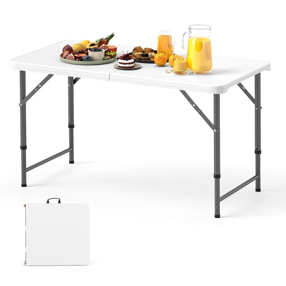 Heavy Duty Plastic Folding Table White Sturdy Collapsible Table for Game Parties, BBQ, Kitchen, Garden, Wedding & Outdoor Events Indoor/Outdoor Use - Image 2