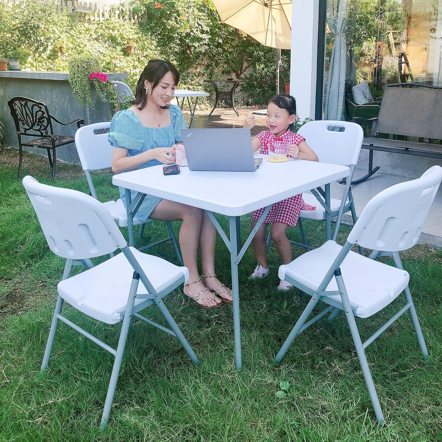 Heavy Duty Plastic Folding Table White Sturdy Collapsible Table for Game Parties, BBQ, Kitchen, Garden, Wedding & Outdoor Events Indoor/Outdoor Use - Image 4