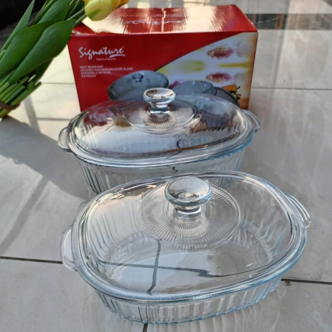 High Borosilicate Glass Casserole with Lid - Image 2