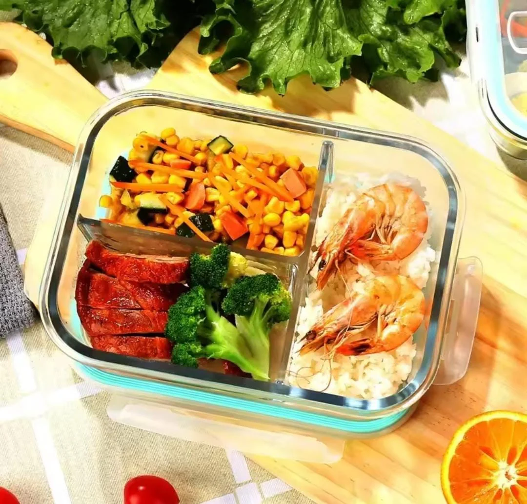 580ml High Borosilicate Glass Partitioned Lunch Box with Airtight Lid for Meal Prep - Image 5