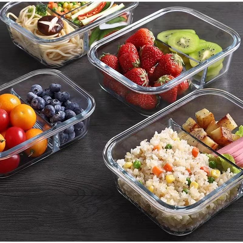 580ml High Borosilicate Glass Partitioned Lunch Box with Airtight Lid for Meal Prep - Image 7