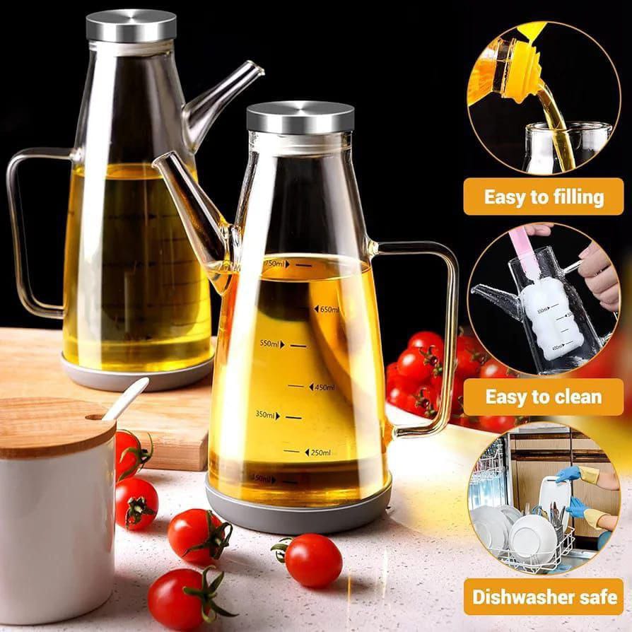 High Borosilicate Glass Oil Bottle with silicone base - Image 3
