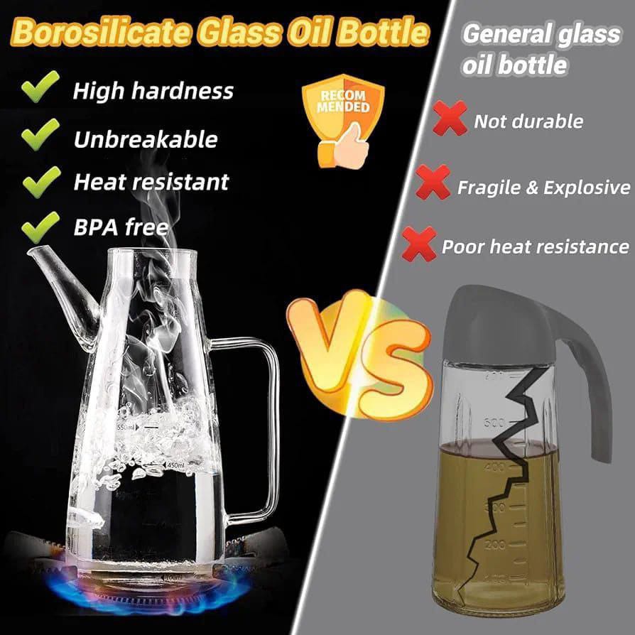 High Borosilicate Glass Oil Bottle with silicone base - Image 4