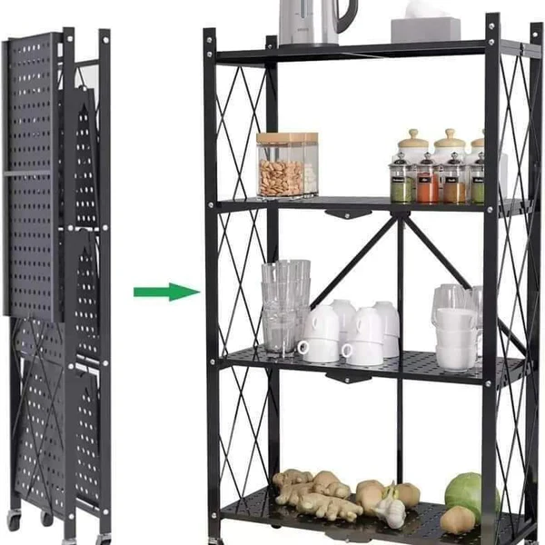 High Quality Metallic Kitchen Shelf Rack Black 5 Tier - Image 3