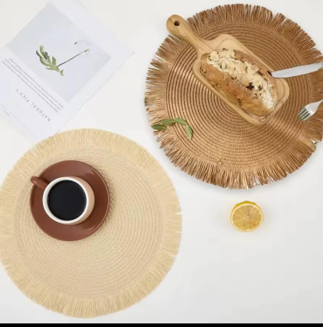 6 Pcs Round Braided Table Mats 38cm Heat Resistant Placemats for Dining Table Protection - Image 3