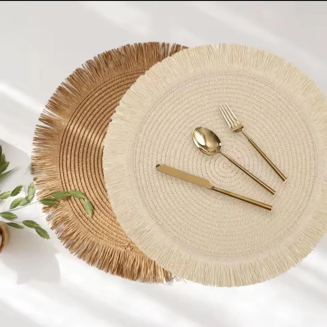6 Pcs Round Braided Table Mats 38cm Heat Resistant Placemats for Dining Table Protection - Image 4