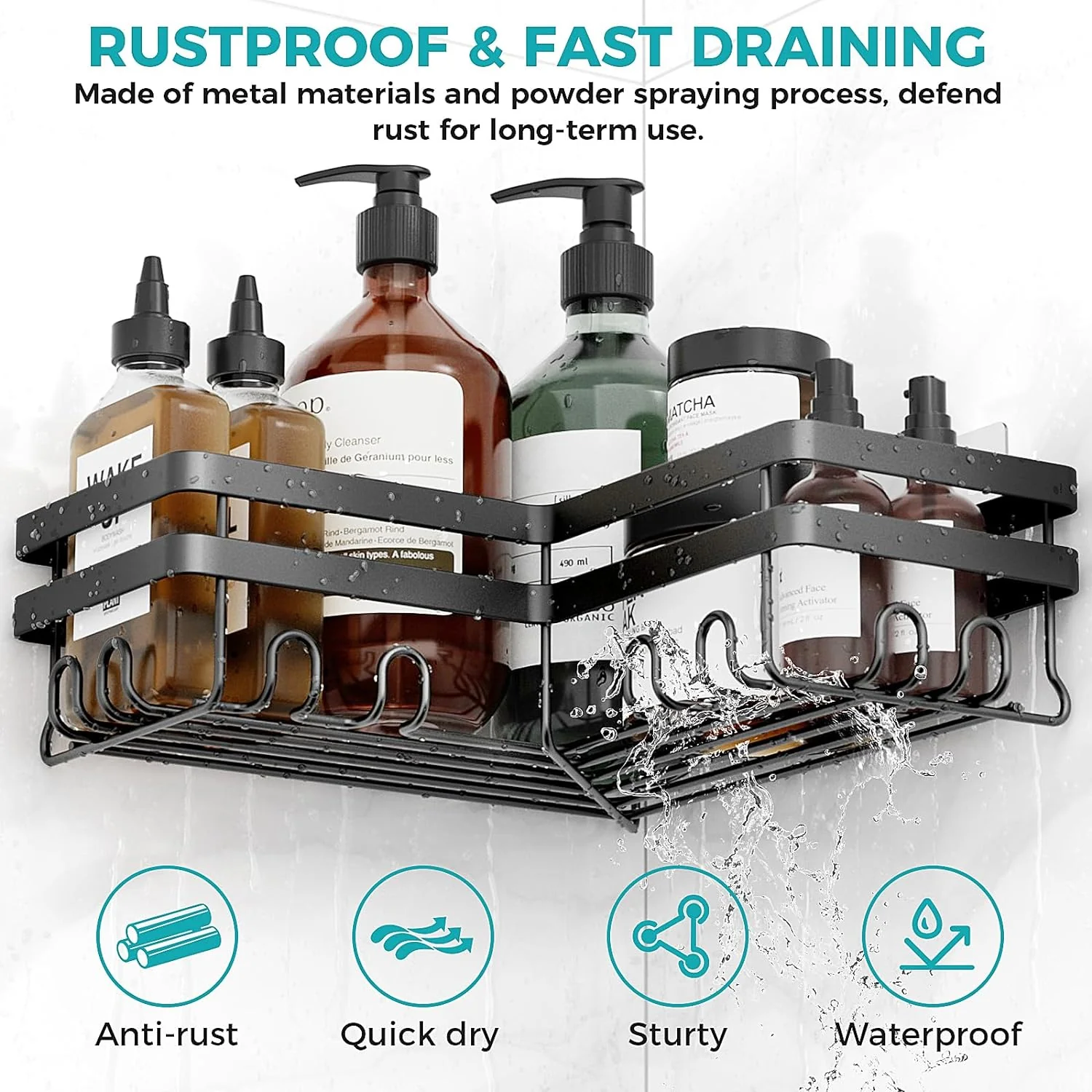 Shower Caddy, 3-Pack with Soap Holder, No Drilling Rustproof Shower Organizer with Save Space Hooks, Apartment Essentials for Bathroom - Image 13
