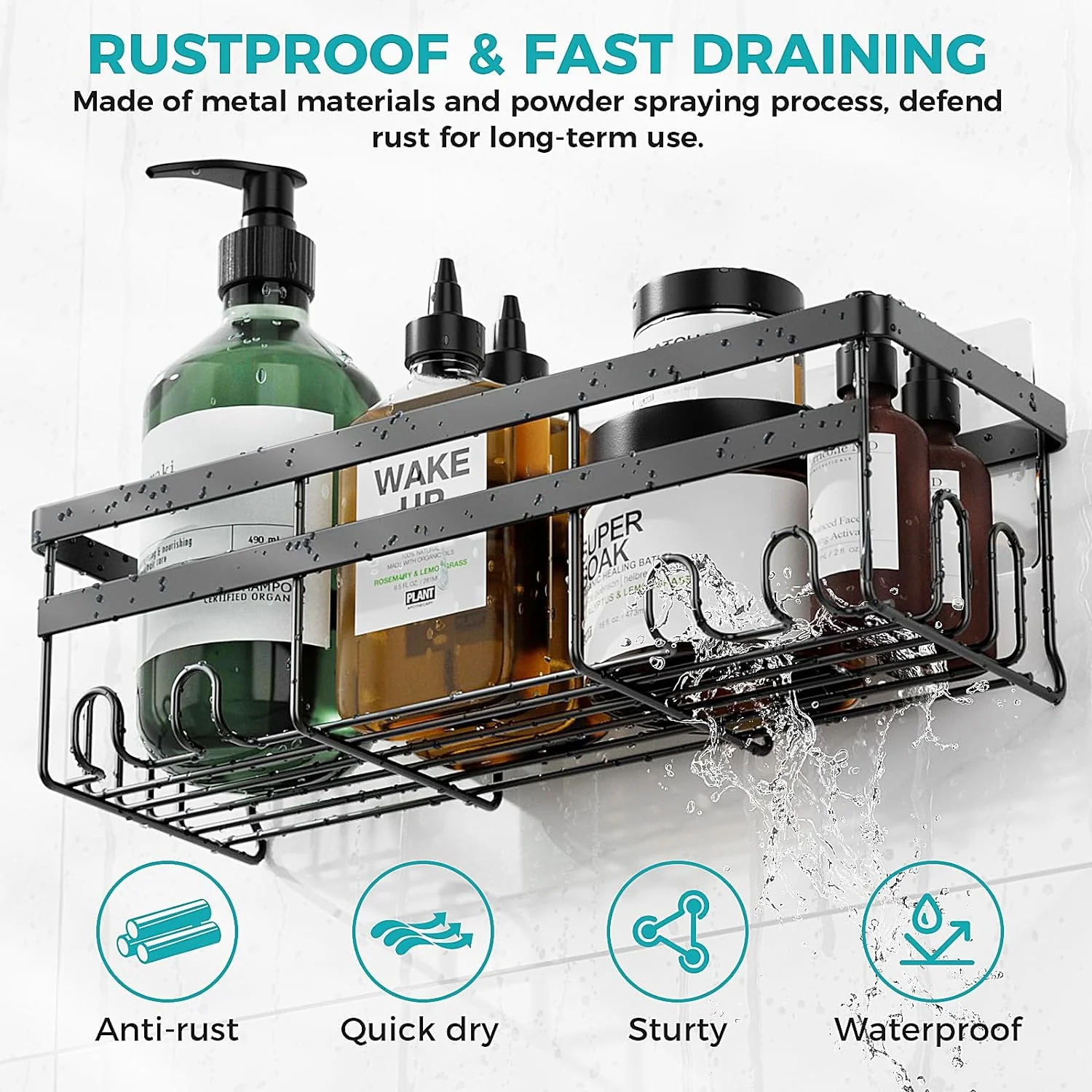 Shower Caddy, 3-Pack with Soap Holder, No Drilling Rustproof Shower Organizer with Save Space Hooks, Apartment Essentials for Bathroom - Image 8