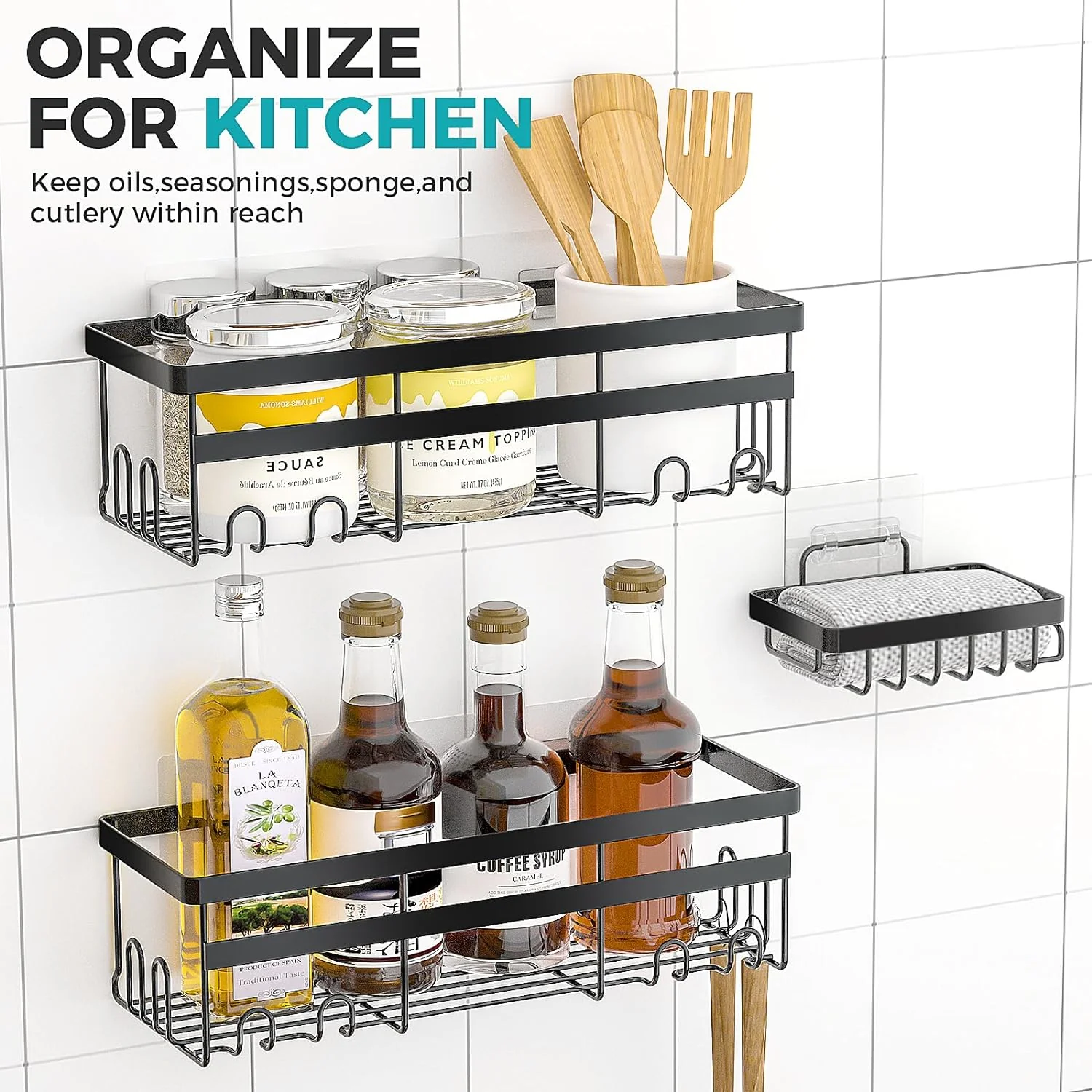 Shower Caddy, 3-Pack with Soap Holder, No Drilling Rustproof Shower Organizer with Save Space Hooks, Apartment Essentials for Bathroom - Image 9