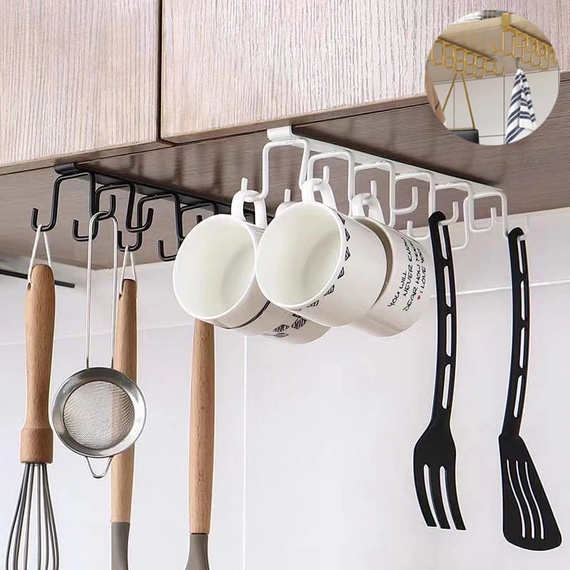 Multipurpose Under The Cabinet Shelf Hooks Cup towel Holder - Image 2
