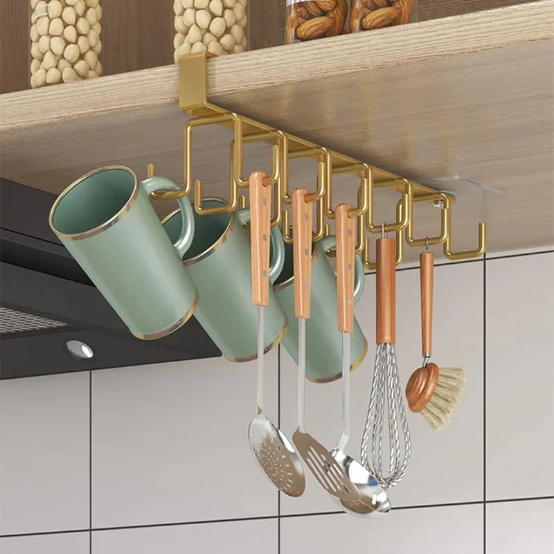 Multipurpose Under The Cabinet Shelf Hooks Cup towel Holder - Image 4