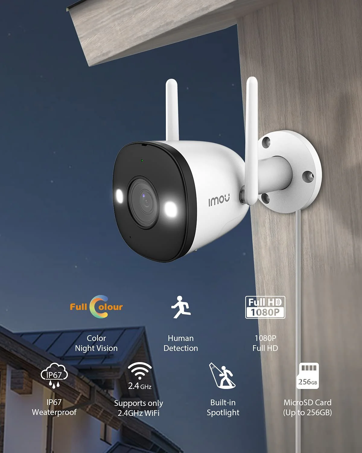 Imou IP 67 Outdoor Security Bullet Camera, Color Night Vision - Image 3