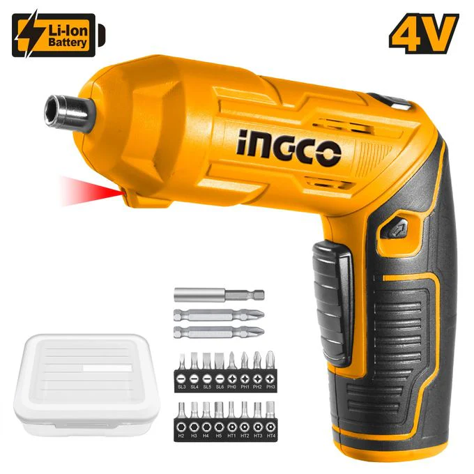 Ingco Cordless Screwdriver Lithium-Ion Cordless Screw driver Drill Driver with Bits - Image 2