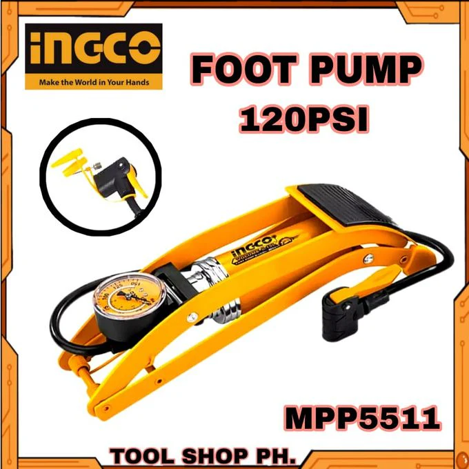 Ingco Foot Pump Bike Pump Car Tire Inflator Air Pump Bicycle Pump Football Soccer Ball Pump Pool - Image 2