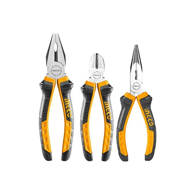 Ingco Pliers Set 3Pcs - Combination Pliers, Diagonal Pliers, Long Nose Pliers - Image 2