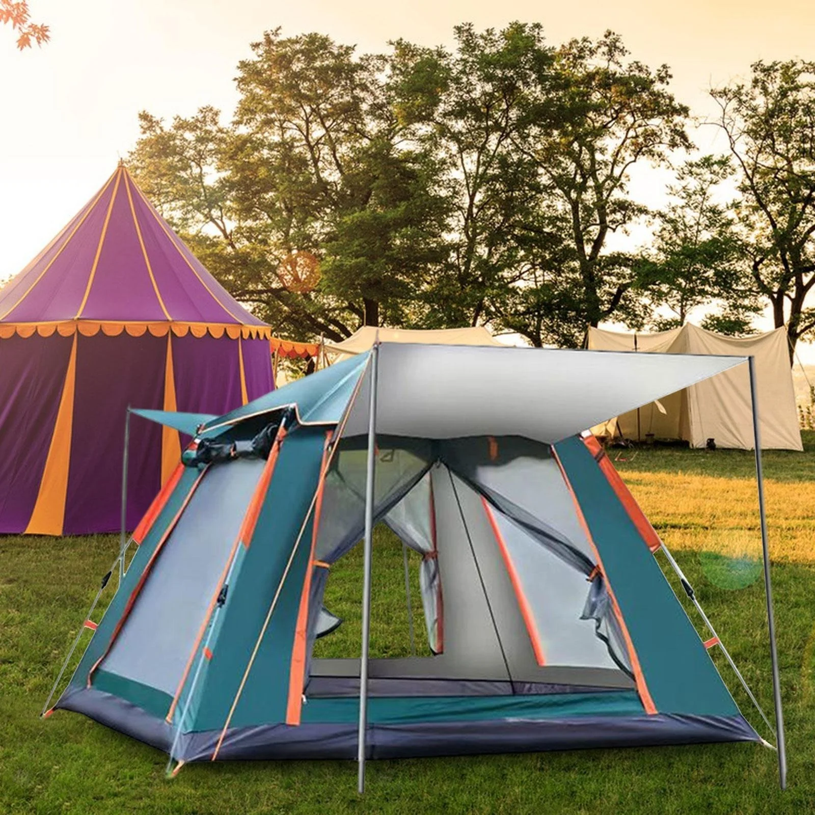 Instant Automatic Camping Tent Sun Protection with Cabin Tent 3-4 person - Image 2
