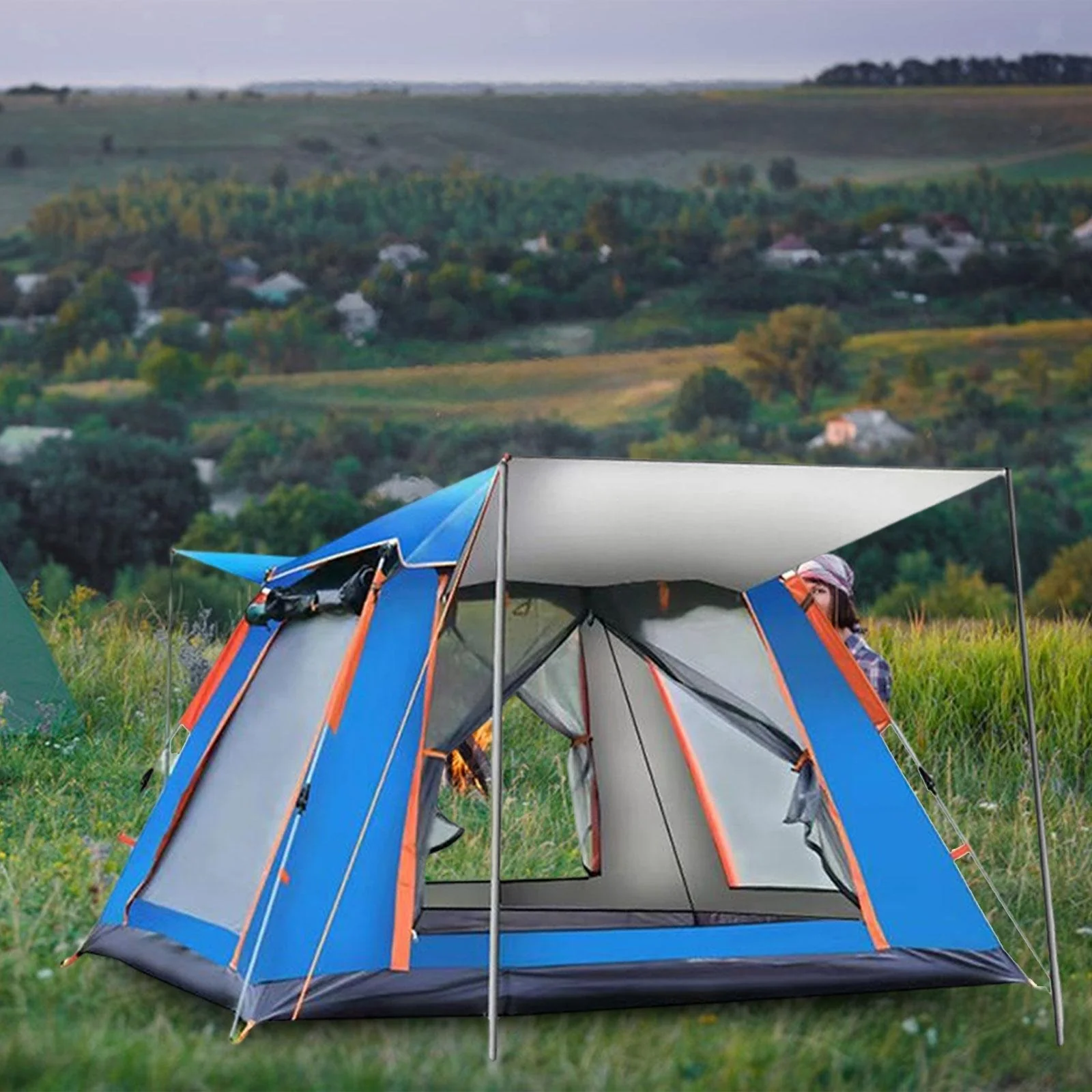 Instant Automatic Camping Tent Sun Protection with Cabin Tent 3-4 person - Image 3