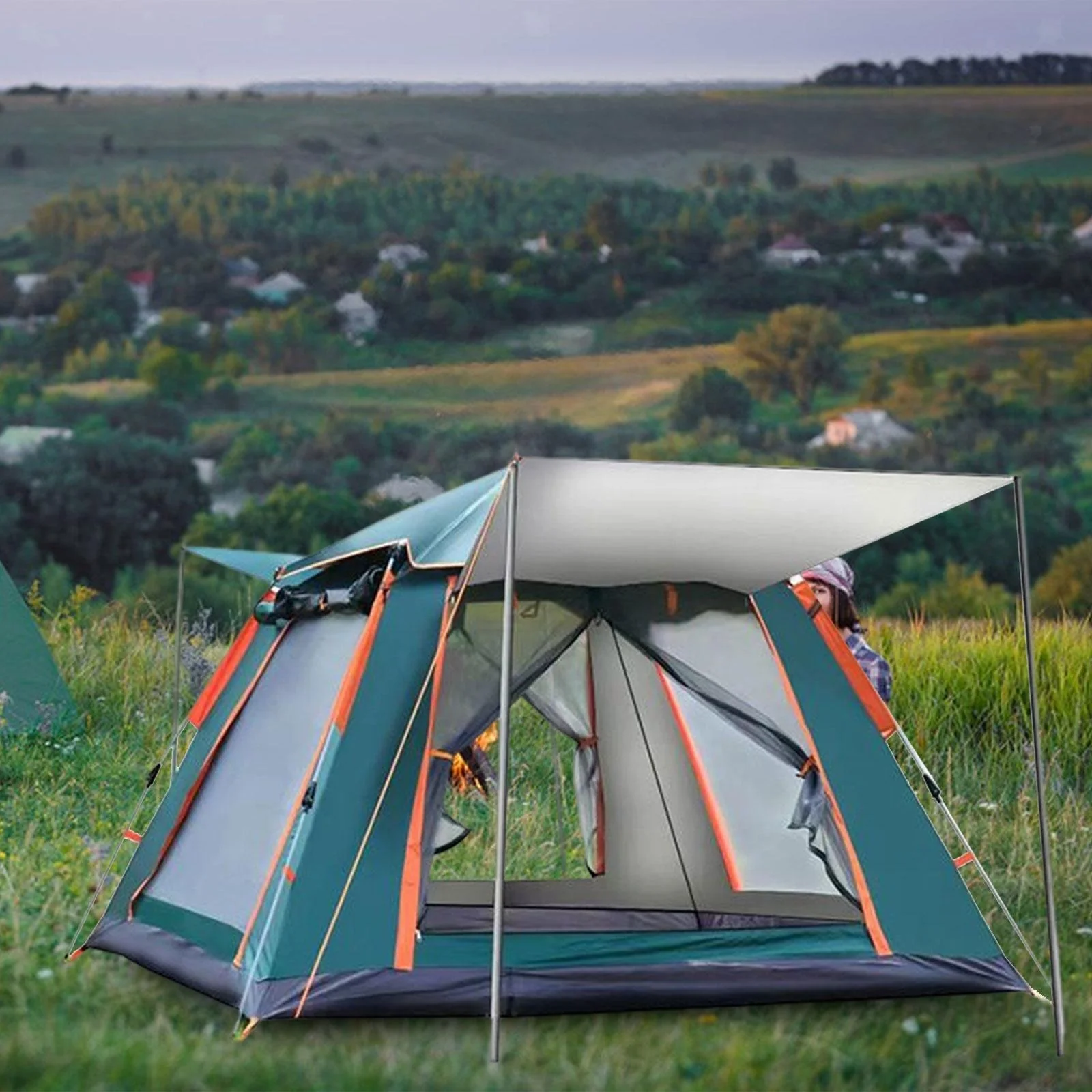 Instant Automatic Camping Tent Sun Protection with Cabin Tent 3-4 person - Image 9
