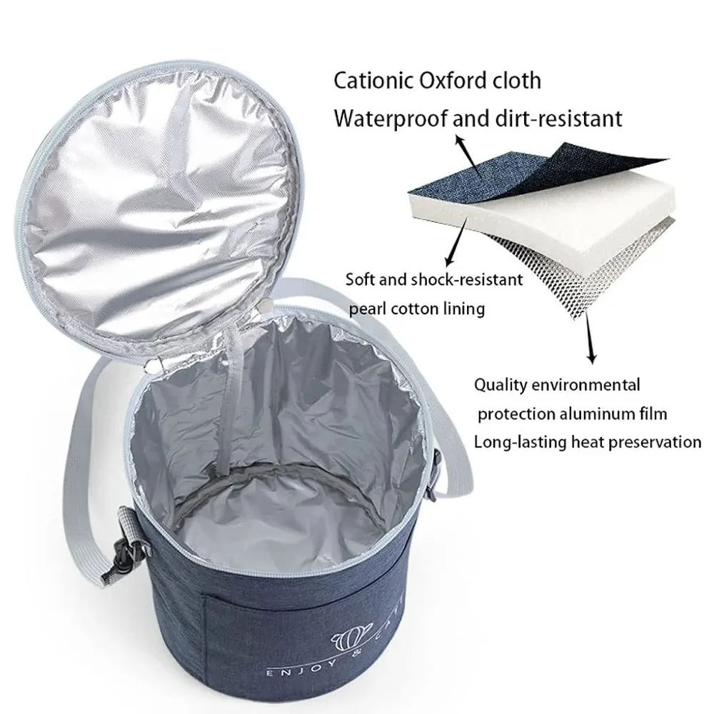 Insulated Round Lunch Bag, - Image 2